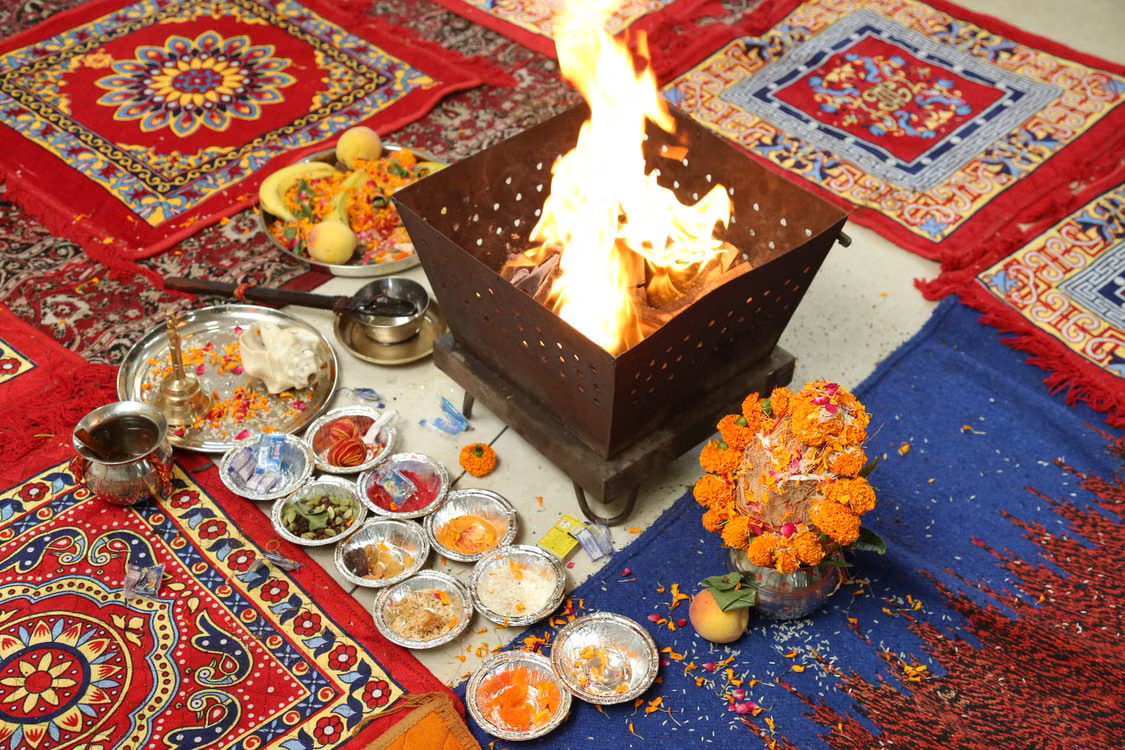 Shanti puja ritual items